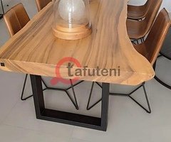 Brand New Marina Home Dining Table with 6 West Elm Leather Chairs in Dubai - Image 2