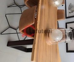 Brand New Marina Home Dining Table with 6 West Elm Leather Chairs in Dubai - Image 3